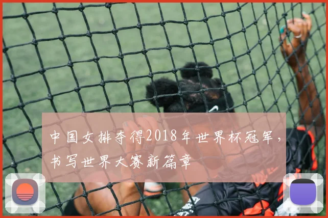 中国女排夺得2018年世界杯冠军,书写世界大赛新篇章